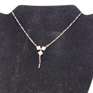 14" Y Design Bronze and Silver Necklace